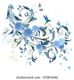 floral fancy with blue chrysanthemum for your design.