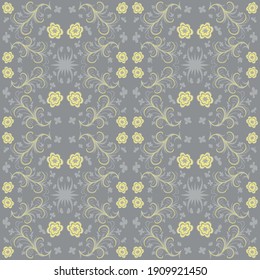 Floral fantasy damask seamless pattern