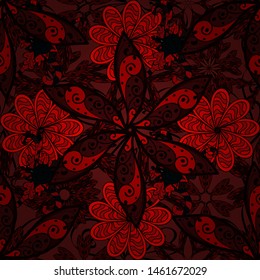Floral fantasy design on a bright background seamless pattern. Flat Flower Elements Design. Colour Spring Theme seamless pattern Background.