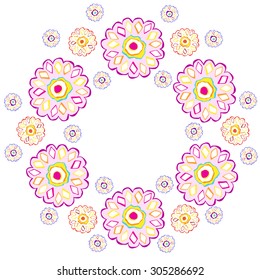  Floral fantasy pink frame pattern for textile, background, wallpaper, card, invitation, poster, cover, label, sticker , calendar