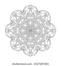 Floral Fascination Mandala coloring book page. Easy Mandala Coloring Book Pages for Adults to Relax, Experiences Give Relief. Resizeable Vector File