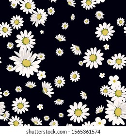 Floral fashion print design with daisies for spring, summer woman dress