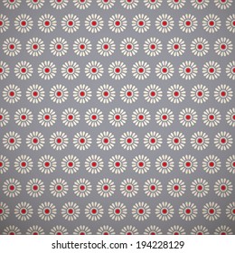 Floral fashionable vector pattern (tiling). Retro red and grey colors.