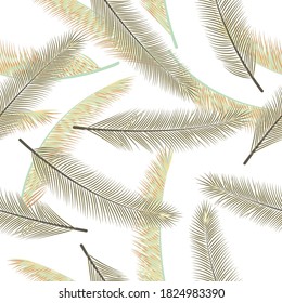 Floral feather plumage vector seamless pattern. Decorative wrapping paper. Airy natural feather plumage fashion print pattern.