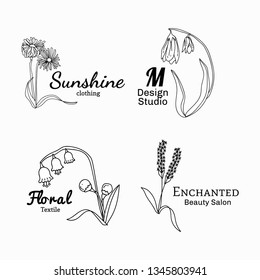 Floral feminine logo design set