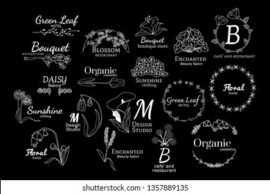 Floral feminine logo design set vector