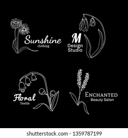 Floral feminine logo design set