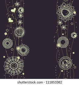 Floral festive borders (seamless pattern)