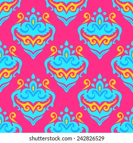 Floral festive damask vector ethnic seamless ornamental background 