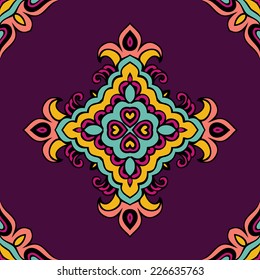Floral festive damask vector seamless ornamental background