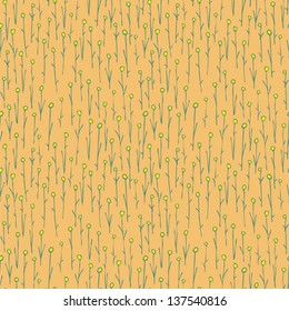 Floral Field Seamless Pattern (repetitive) on yellow background. Illustration is in eps8 vector mode.