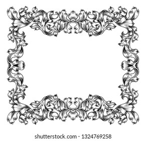 A floral filigree frame border pattern scroll laurel leaf baroque vintage style design