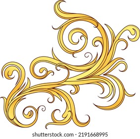 Floral filigree scrollwork with golden tones on a white backdrop
