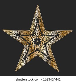 floral five pointed star vector