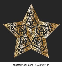 floral five pointed star vector