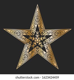 floral five pointed star vector