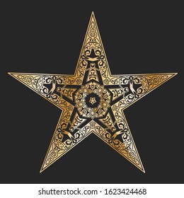 floral five pointed star vector