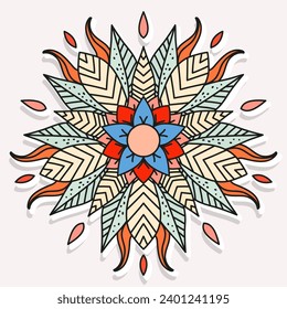  floral flat  colorful retro vector illustration