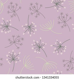 Floral flat hand drawn seamless color pattern. Cartoon texture with vintage flowers, leaves. Floral ornament scandinavian style illustration. Sketch wrapping paper, textile, background vector fill