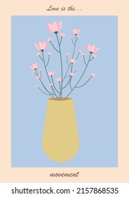 Floral flat illustration. Flower market poster concept template perfect for postcards, wall art, banner etc.