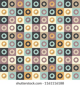 Floral  flat seamless pattern with square color frames.