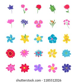 
Floral Flat Vector Icons 
