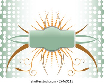 A floral, flourish and half tone badge background vector illustration.  EPS 8 file available