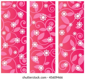 Floral flourish - Three panels with pattern Funky flower overlay