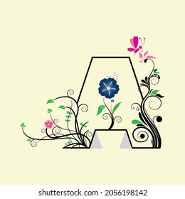 Floral Flower alphabet Design Illustration