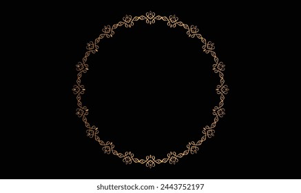 Floral Flower Art. Golden circle floral design
