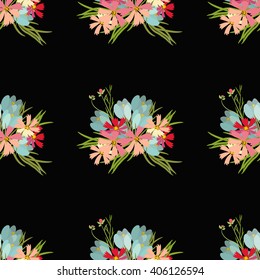 Floral  flower cosmos crocus background vector illustration. Sprig background, floral greeting card