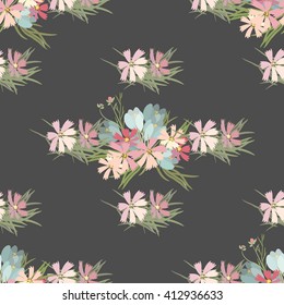 Floral  flower cosmos crocus background vector illustration. Sprig background, floral greeting card
