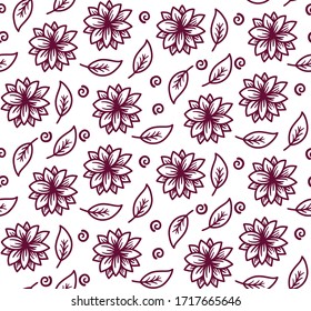 Floral flower doodle seamless vector pattern