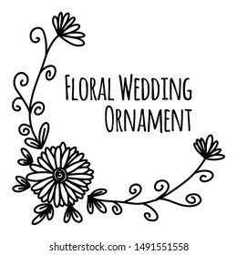 floral flower doodle sketch wedding frame ornament invitation card template collection vector illustration