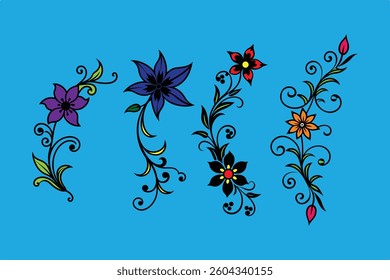 floral flower, elegant plant flower ornament on an isolated background