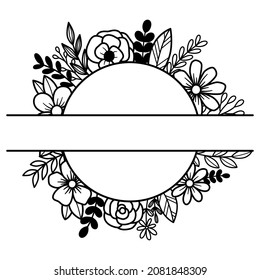 Floral Flower frame Circle monogram