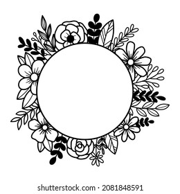Floral Flower frame Circle monogram