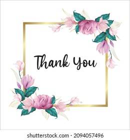 Floral Flower Frame Thank You Card Wedding Frame