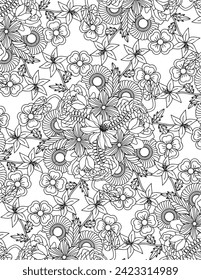 floral flower garden mandala zentangle relaxing stress free meditation intricate adult coloring page