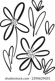 Floral, flower illustration vector, abstract hand drawn seamless pattern doodle element shape for texture backgound 