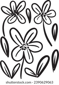 Floral, flower illustration vector, abstract hand drawn seamless pattern doodle element shape for texture backgound 