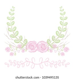 Floral flower label watercolor wedding romantic vector