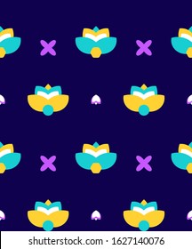 floral flower lotus  flat vector seamless pattern