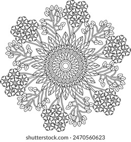 Flor floral Mandala Adulto para colorear Página Intrincada Estrés Libre Relajante arte de la línea