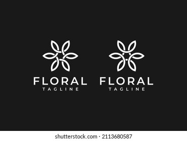 floral, flower monogram logo design 