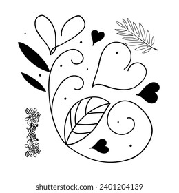 Floral Flower name fashion Art on White And black Screen Mandala Pattern Design.