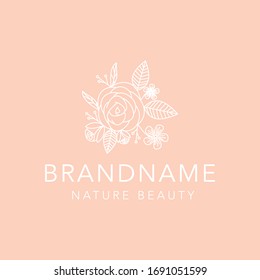 floral flower nature leaf elegant luxury logo icon vector template