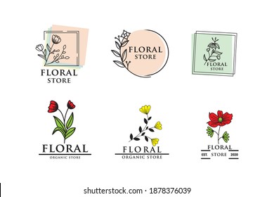 Floral Flower nature leaf elegant luxury logo icon vector template.