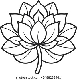 Floral flower outline, flat design, simple flower outline, line Art, Outline drawing.