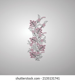 Floral Flower Outline Hand Drawn damask pattern illustration ornament Free Vector. This is a flower vector.